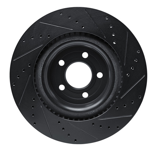 R1 20-25 Ford Explorer Front Left Drilled & Slotted Black Brake Rotor