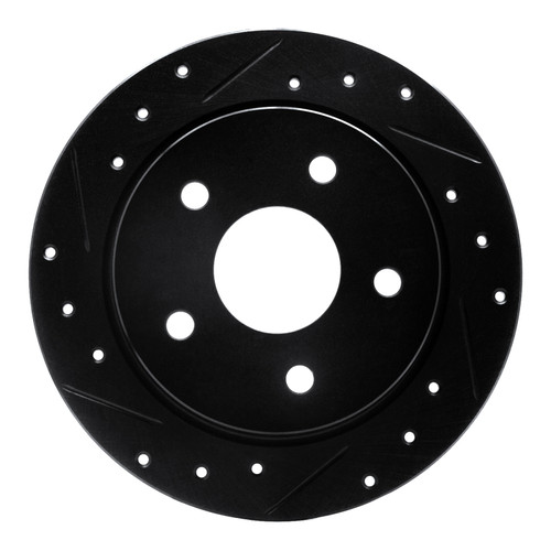 R1 88-89 Merkur SCORPIO Rear Left Drilled & Slotted Black Brake Rotor