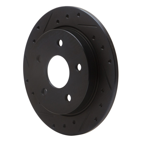 R1 88-89 Merkur SCORPIO Rear Left Drilled & Slotted Black Brake Rotor