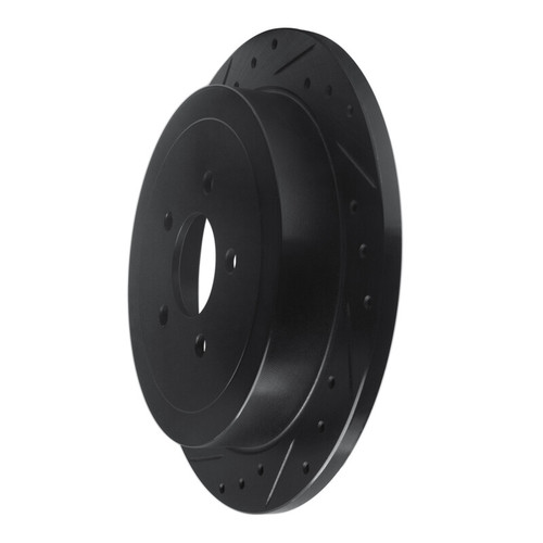 R1 03-11 Lincoln Town Car Rear Left Drilled & Slotted Black Brake Rotor