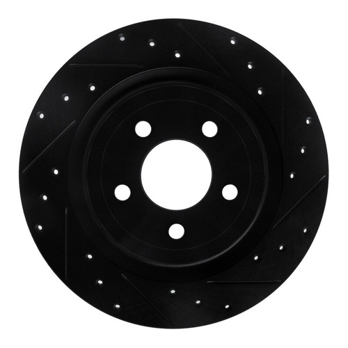R1 20-25 Ford Explorer Rear Right Drilled & Slotted Black Brake Rotor