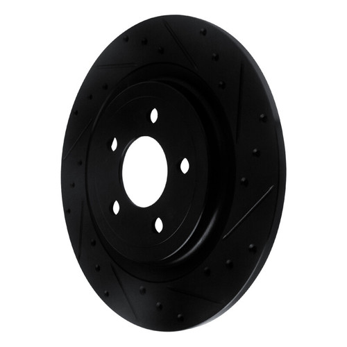 R1 20-25 Ford Explorer Rear Right Drilled & Slotted Black Brake Rotor