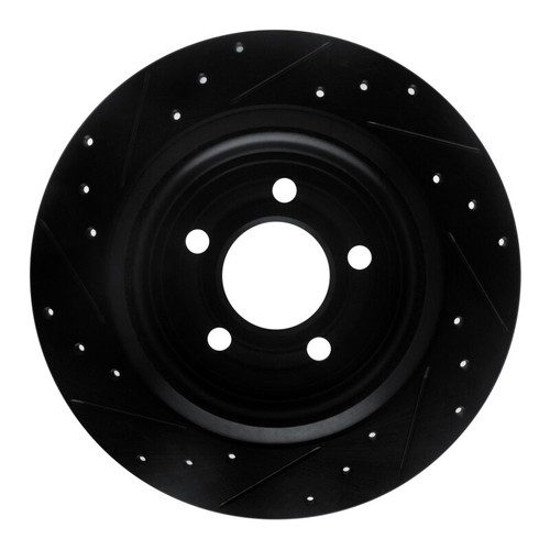R1 20-25 Ford Explorer Rear Right Drilled & Slotted Black Brake Rotor