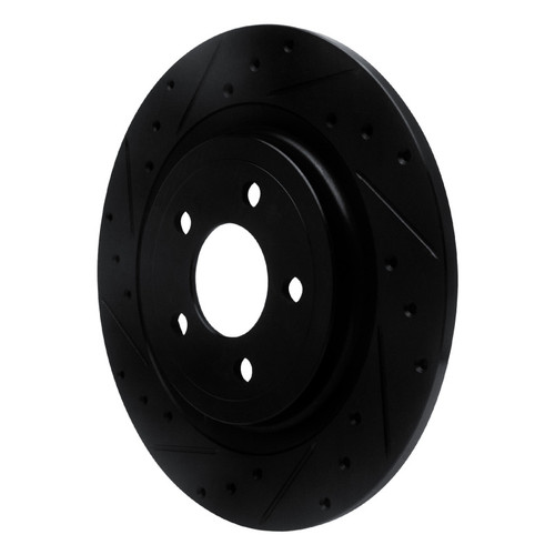 R1 20-25 Ford Mustang Rear Left Drilled & Slotted Black Brake Rotor