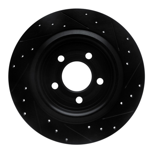 R1 20-25 Ford Mustang Rear Left Drilled & Slotted Black Brake Rotor