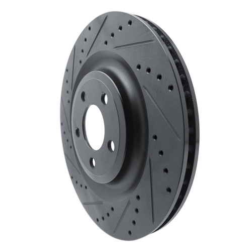 R1 20-25 Ford Explorer Rear Left Drilled & Slotted Black Brake Rotor