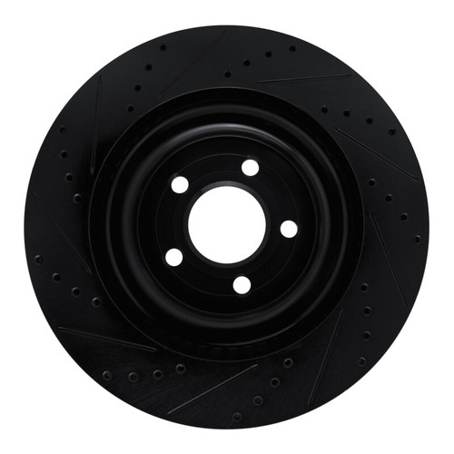 R1 20-25 Ford Police Interceptor Utility Rear Right Drilled & Slotted Black Brake Rotor