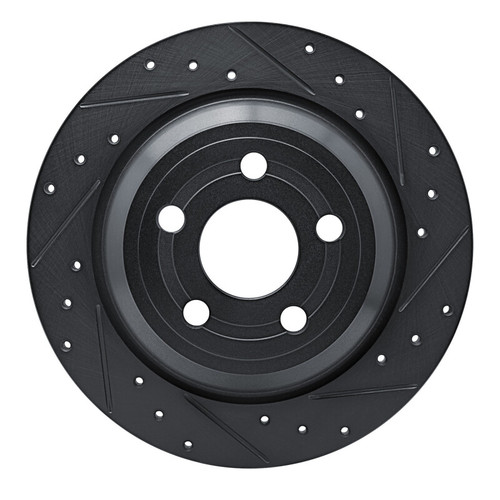 R1 22-25 Ford Maverick Rear Right Drilled & Slotted Black Brake Rotor