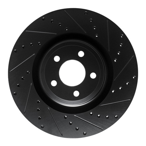 R1 20-25 Ford Explorer Front Right Drilled & Slotted Black Brake Rotor ECB-54277R
