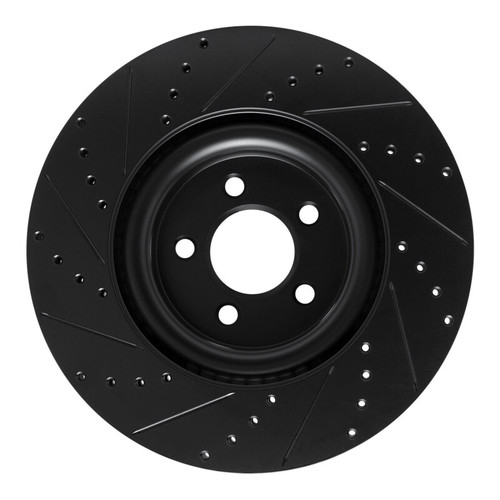 R1 20-25 Ford Explorer Front Right Drilled & Slotted Black Brake Rotor ECB-54277R