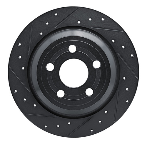 R1 22-25 Ford Maverick Rear Left Drilled & Slotted Black Brake Rotor