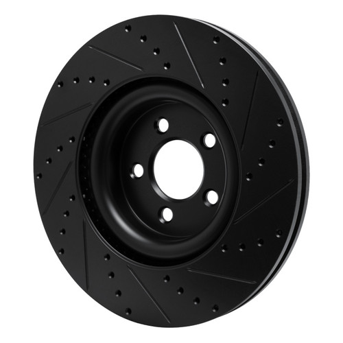 R1 20-25 Ford Police Interceptor Utility Front Left Drilled & Slotted Black Brake Rotor