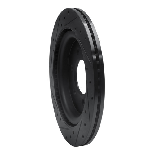 R1 21-25 Ford F-150 RWD Rear Right Drilled & Slotted Black Brake Rotor