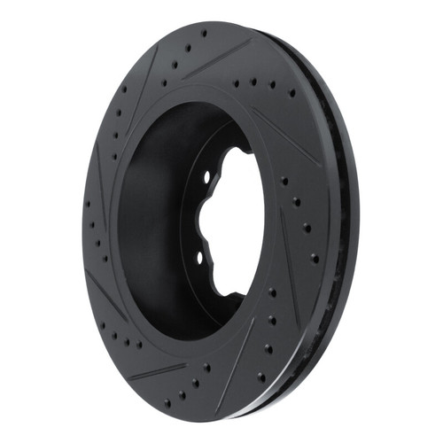 R1 20-25 Ford Transit-350 HD/DRW Rear Right Drilled & Slotted Black Brake Rotor