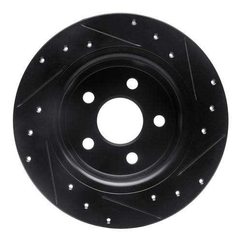 R1 18-23 Ford Transit CONNECT Rear Left Drilled & Slotted Black Brake Rotor