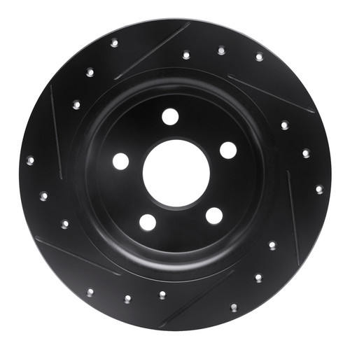 R1 18-23 Ford Transit CONNECT Rear Right Drilled & Slotted Black Brake Rotor