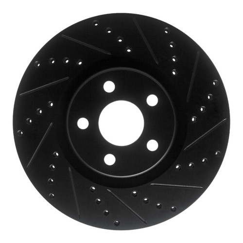 R1 17-20 Lincoln MKZ Front Right Drilled & Slotted Black Brake Rotor