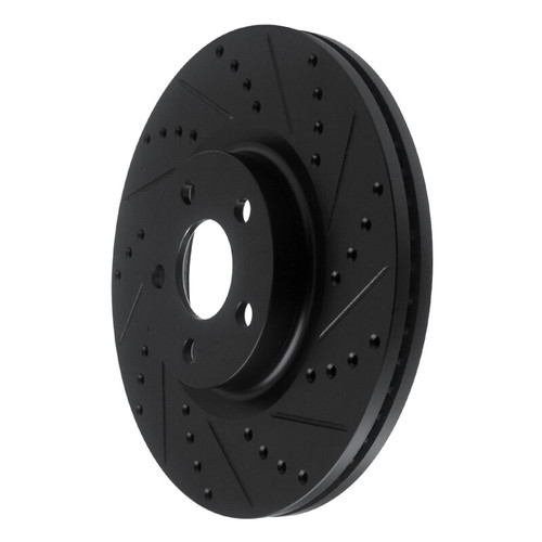 R1 17-20 Lincoln MKZ Front Right Drilled & Slotted Black Brake Rotor