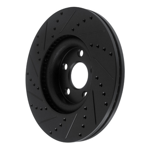 R1 17-20 Lincoln MKZ Front Right Drilled & Slotted Black Brake Rotor