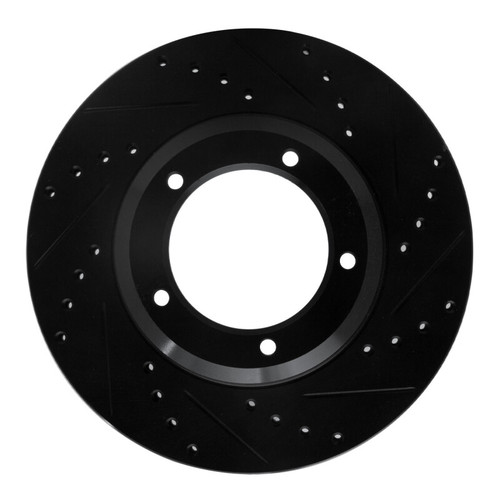R1 90-16 Land Rover Defender (Mexico) Front Right Drilled & Slotted Black Brake Rotor