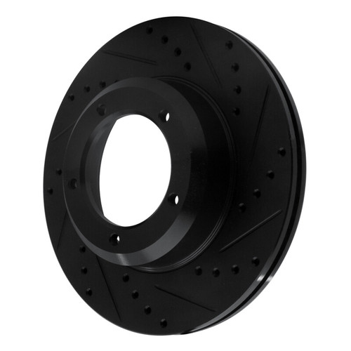 R1 90-16 Land Rover Defender (Mexico) Front Right Drilled & Slotted Black Brake Rotor