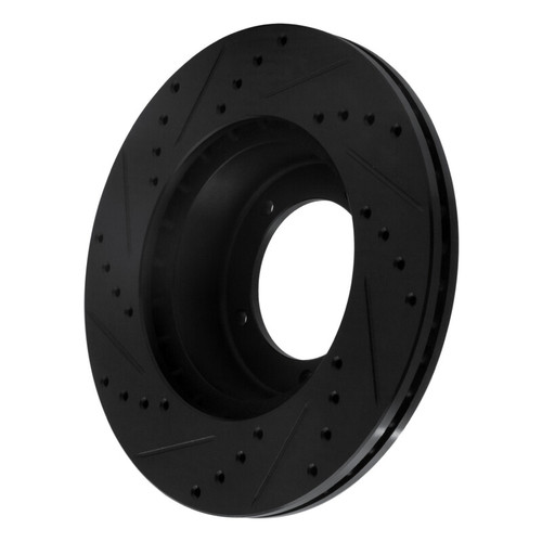 R1 90-16 Land Rover Defender (Mexico) Front Right Drilled & Slotted Black Brake Rotor