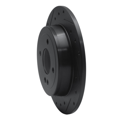 R1 12-25 Dodge Attitude (Mexico) Rear Left Drilled & Slotted Black Brake Rotor