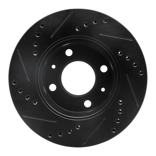 R1 03-06 Dodge Verna (Mexico) Front Right Drilled & Slotted Black Brake Rotor