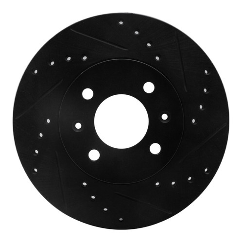 R1 06-12 Dodge Attitude (Mexico) Front Right Drilled & Slotted Black Brake Rotor