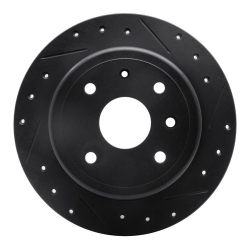 R1 04-10 Chevrolet Epica (Mexico) Rear Right Drilled & Slotted Black Brake Rotor