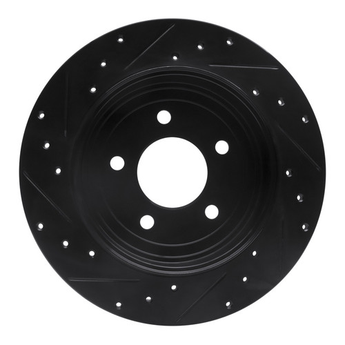 R1 05-08 Ford Escape Rear Right Drilled & Slotted Black Brake Rotor