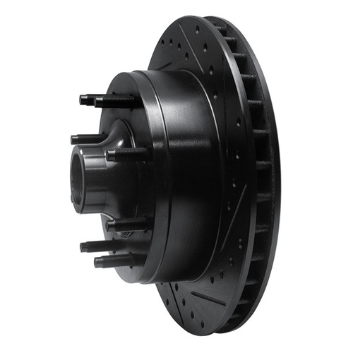 R1 80-85 Ford F-250 2WD (Excl Super Duty) Front Right Drilled & Slotted Black Brake Rotor