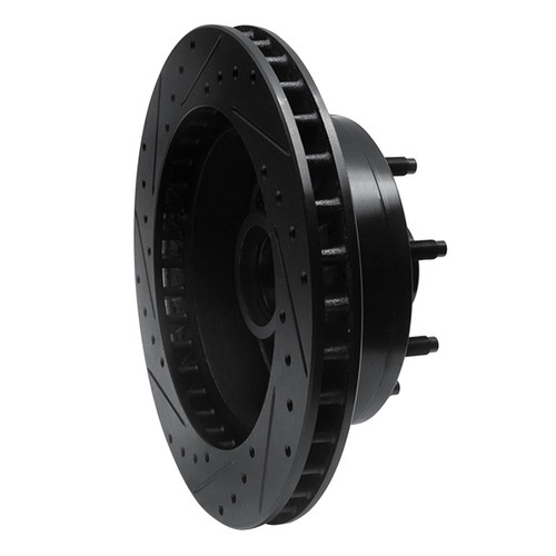 R1 80-85 Ford F-250 2WD (Excl Super Duty) Front Right Drilled & Slotted Black Brake Rotor