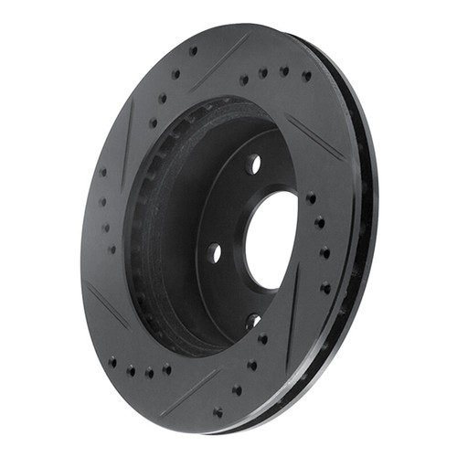 R1 90-97 Ford AEROSTAR Left Front Drilled & Slotted Black Brake Rotor