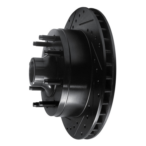 R1 80-85 Ford F-250 2WD (Excl Super Duty) Front Left Drilled & Slotted Black Brake Rotor