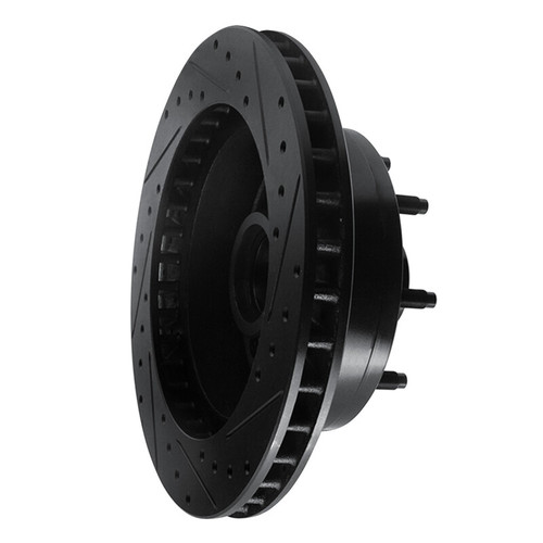 R1 80-85 Ford F-250 2WD (Excl Super Duty) Front Left Drilled & Slotted Black Brake Rotor