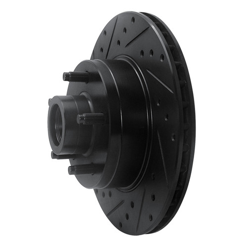 R1 80-83 Ford F-150 RWD Front Left Drilled & Slotted Black Brake Rotor