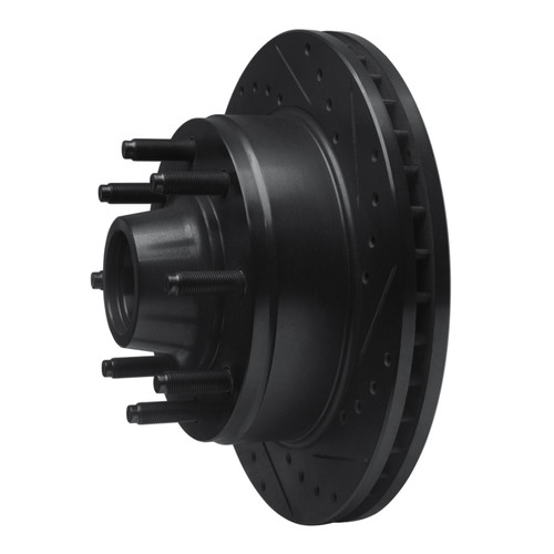 R1 80-85 Ford E-250 Econoline Club Wagon Front Right Drilled & Slotted Black Brake Rotor