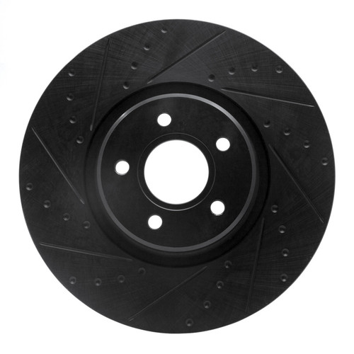 R1 04-19 Ford Focus Front Left Drilled & Slotted Black Brake Rotor
