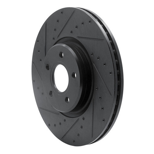 R1 04-19 Ford Focus Front Left Drilled & Slotted Black Brake Rotor