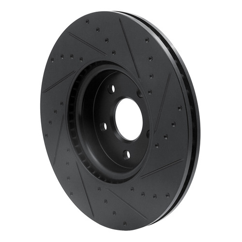 R1 04-19 Ford Focus Front Left Drilled & Slotted Black Brake Rotor