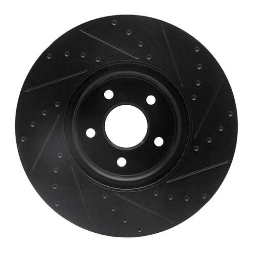 R1 04-19 Ford Focus Front Left Drilled & Slotted Black Brake Rotor