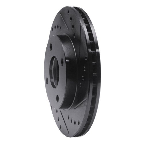 R1 00-15 Ford Ikon (Mexico / Made In India) Front Right Drilled & Slotted Black Brake Rotor