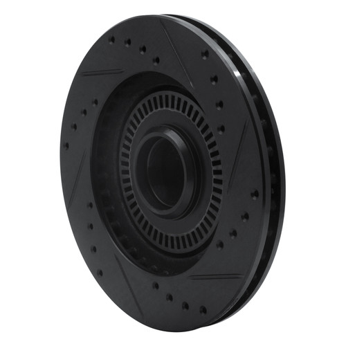 R1 87-88 Ford Thunderbird Front Left Drilled & Slotted Black Brake Rotor