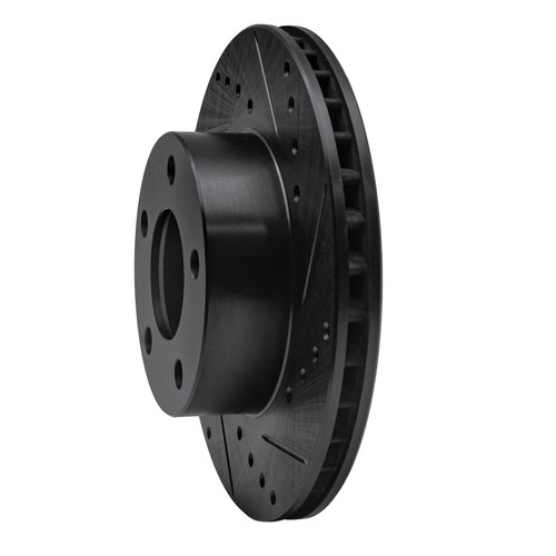 R1 75-80 Ford Granada Right Rear Drilled & Slotted Black Brake Rotor