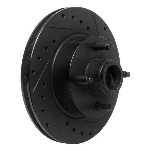 R1 78-93 Ford Mustang Front Right Drilled & Slotted Black Brake Rotor