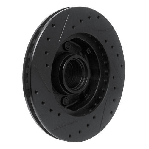 R1 78-93 Ford Mustang Front Right Drilled & Slotted Black Brake Rotor