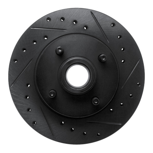 R1 78-93 Ford Mustang Front Right Drilled & Slotted Black Brake Rotor