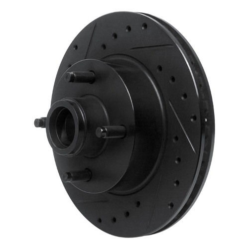 R1 78-93 Ford Fairmont Front Left Drilled & Slotted Black Brake Rotor