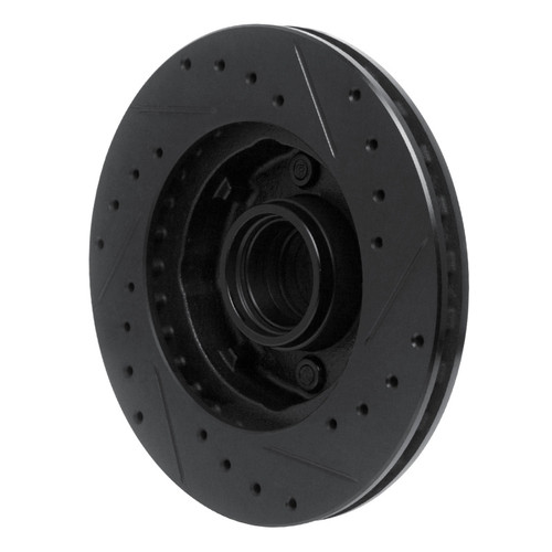 R1 78-93 Ford Fairmont Front Left Drilled & Slotted Black Brake Rotor